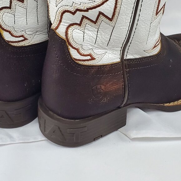 Ariat Kids' Sorting Pen Western Boots Leather Western Boots US 2.5 Brown & White - Picture 9 of 13